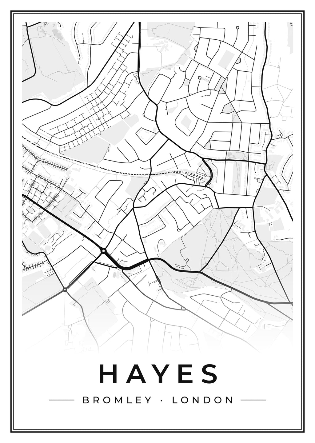 Street map poster of Hayes, Bromley, London