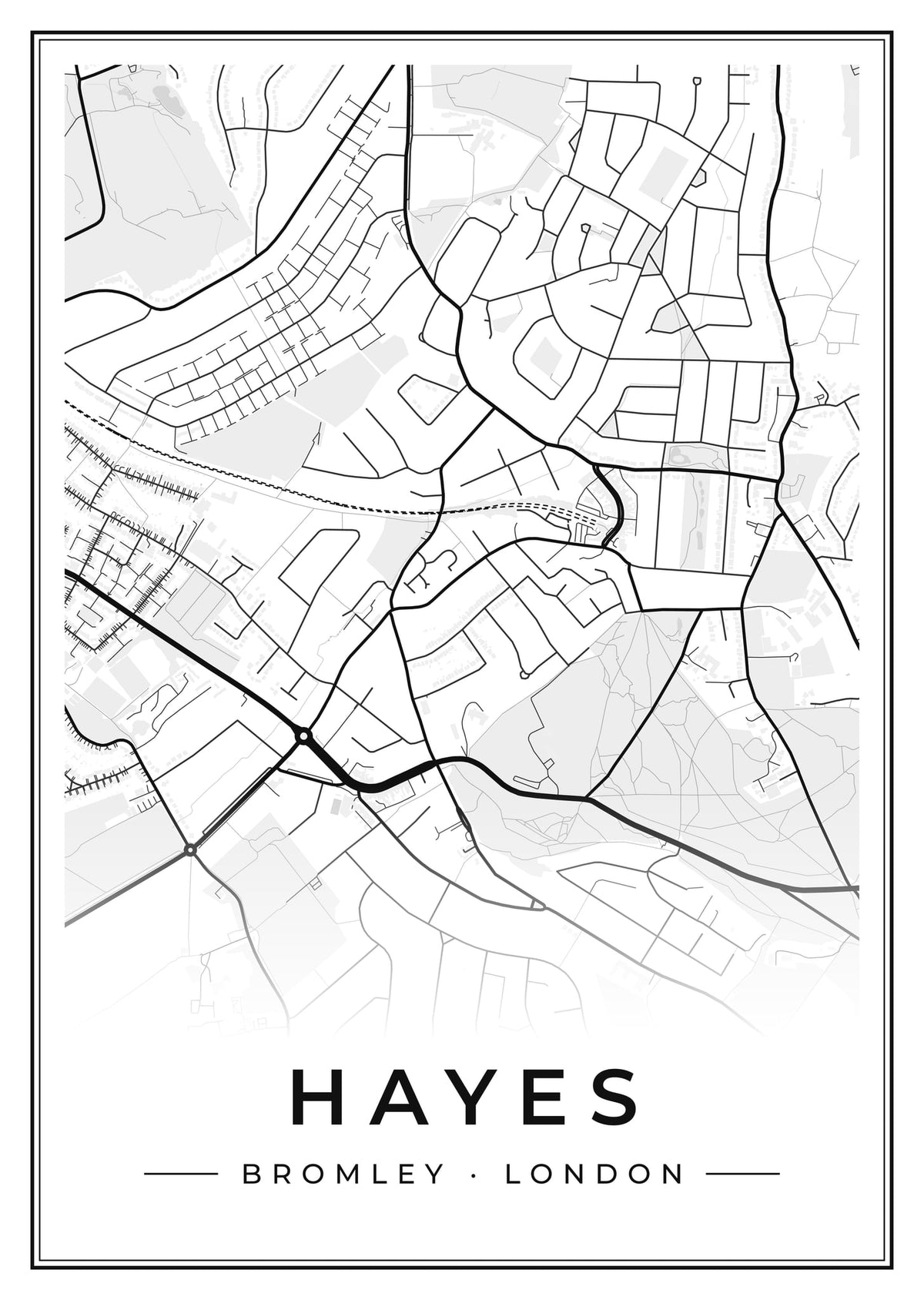 Street map poster of Hayes, Bromley, London