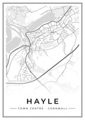 Street map poster of Hayle town centre, Cornwall