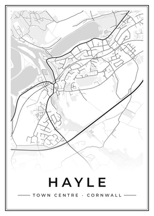 Hayle Town Centre Street Map Poster