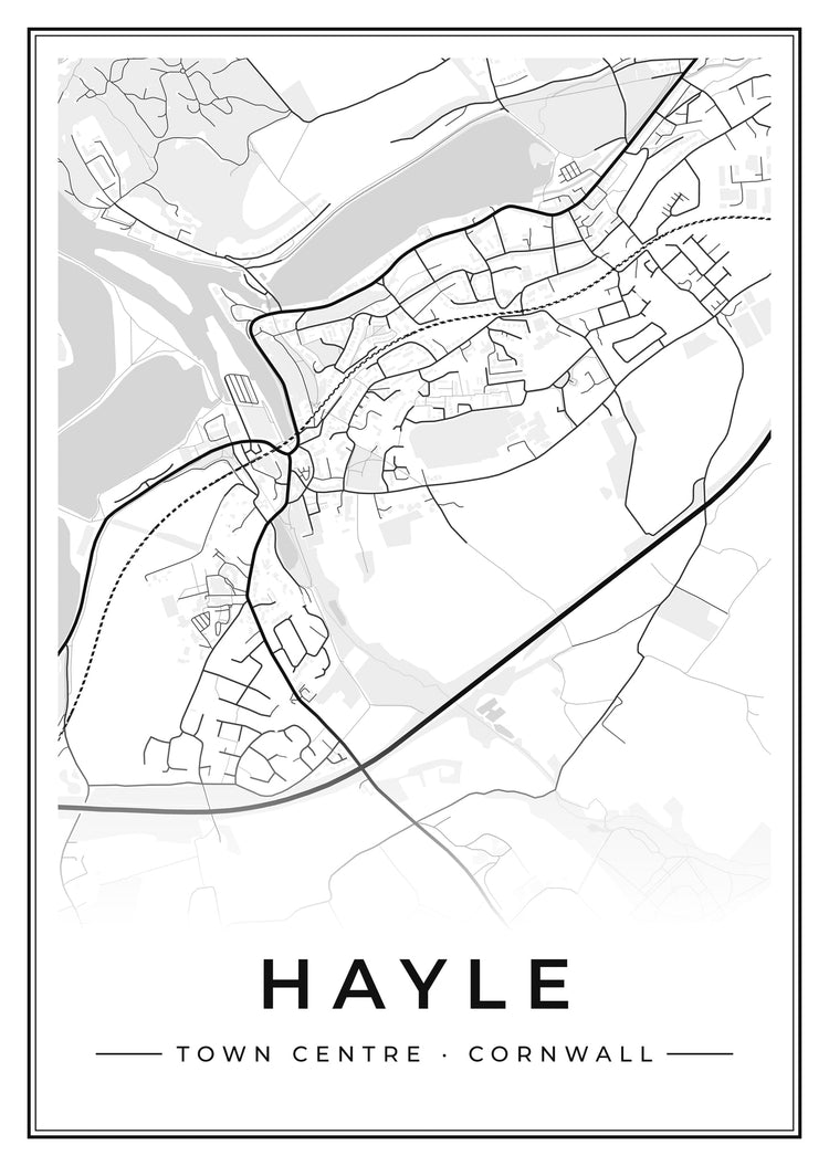 Hayle Town Centre Street Map Poster