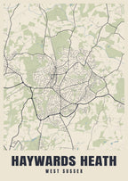 Street map poster of Haywards Heath, West Sussex