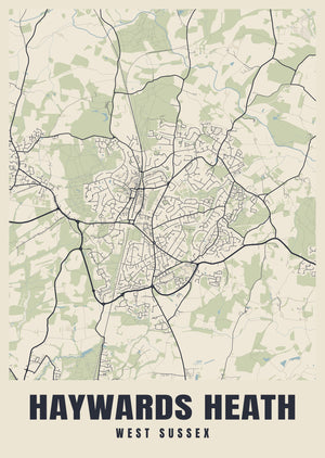 Haywards Heath Street Map Poster