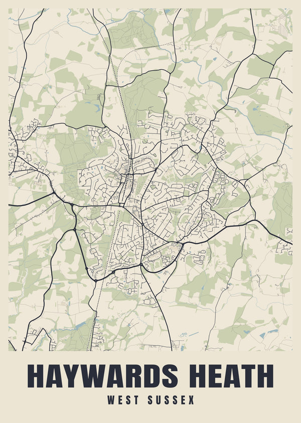 Haywards Heath Street Map Poster