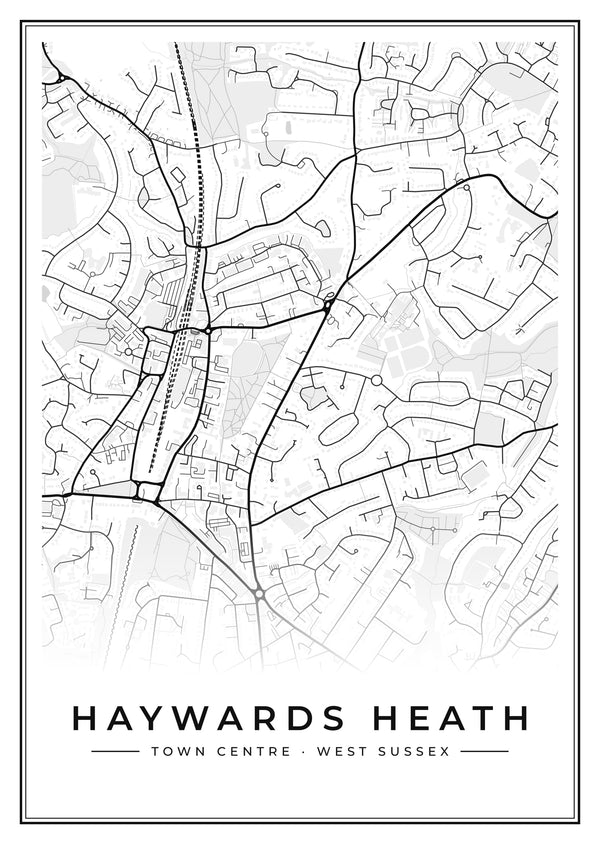Haywards Heath Town Centre Street Map Poster