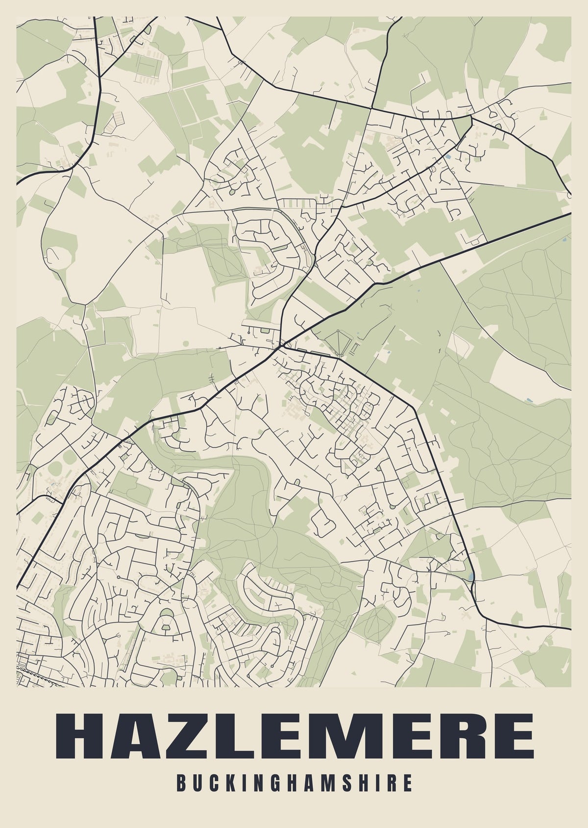 Street map poster of Hazlemere, Buckinghamshire
