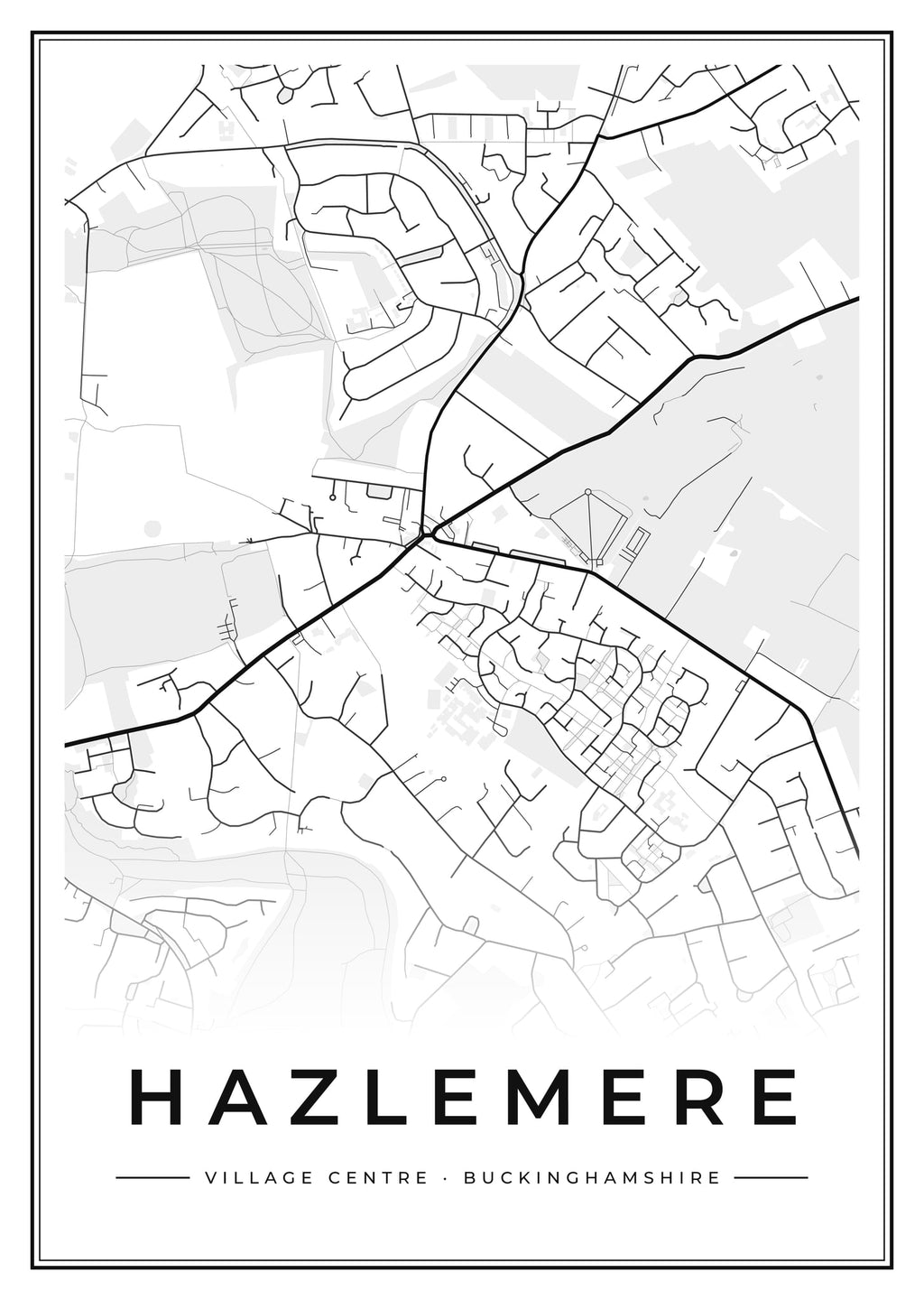 Street map poster of Hazlemere village centre, Buckinghamshire