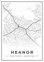 Street map poster of Heanor town centre, Derbyshire