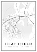 Street map poster of Heathfield town centre, East Sussex