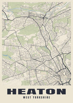 Street map poster of Heaton, West Yorkshire