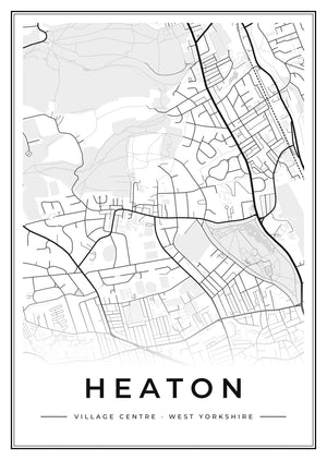 Heaton Village Centre Street Map Poster