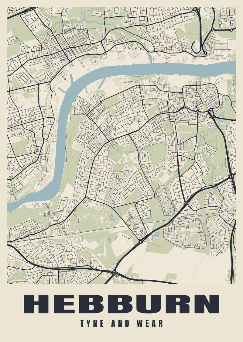 Hebburn Street Map Poster