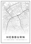 Street map poster of Hebburn town centre, Tyne and Wear