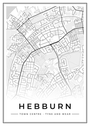 Hebburn Town Centre Street Map Poster