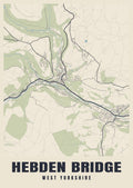 Street map poster of Hebden Bridge, West Yorkshire
