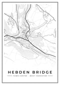 Street map poster of Hebden Bridge town centre, West Yorkshire