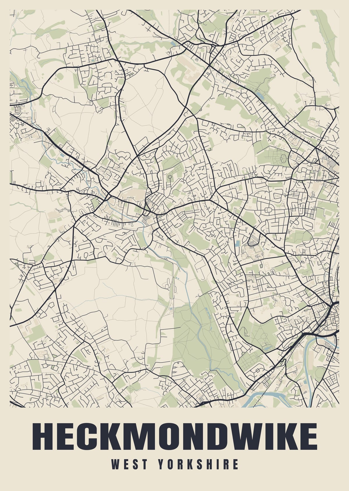 Street map poster of Heckmondwike, West Yorkshire