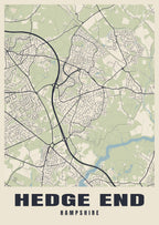 Street map poster of Hedge End, Hampshire