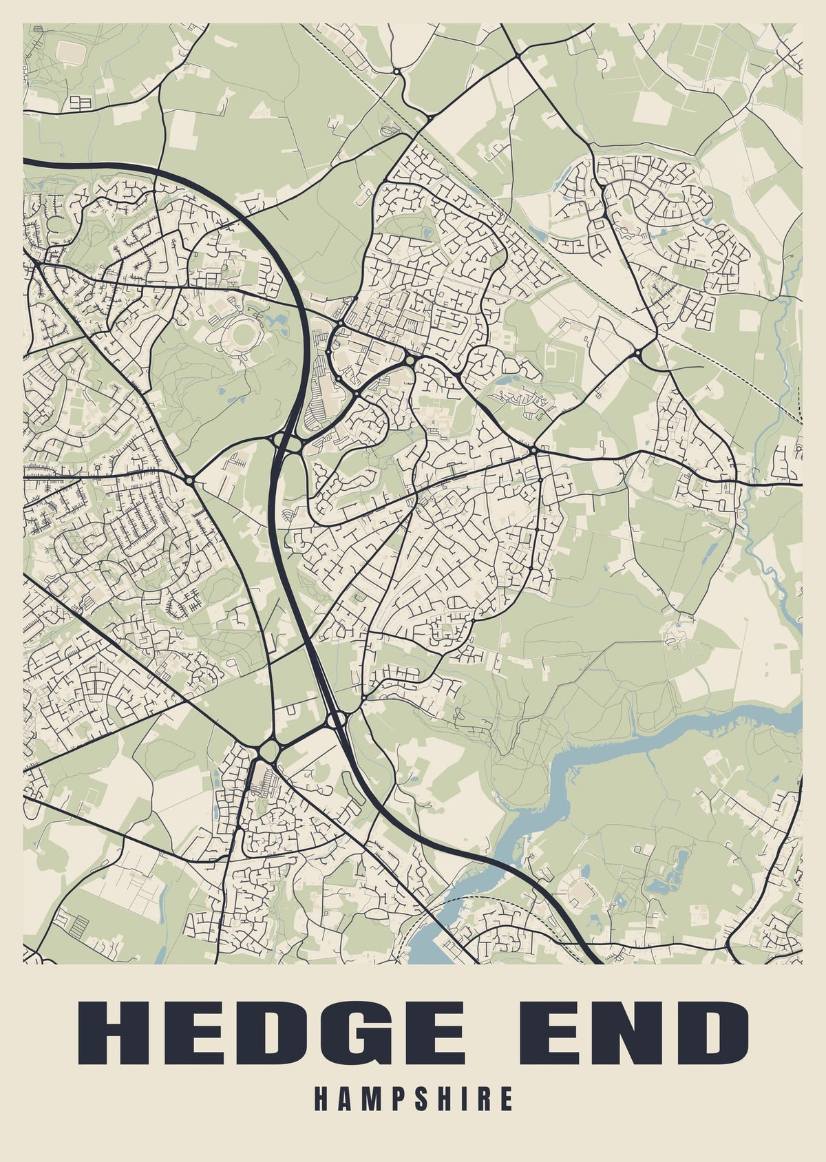 Street map poster of Hedge End, Hampshire