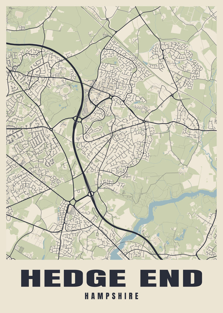 Hedge End Street Map Poster
