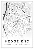 Street map poster of Hedge End town centre, Hampshire