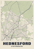 Street map poster of Hednesford, Staffordshire