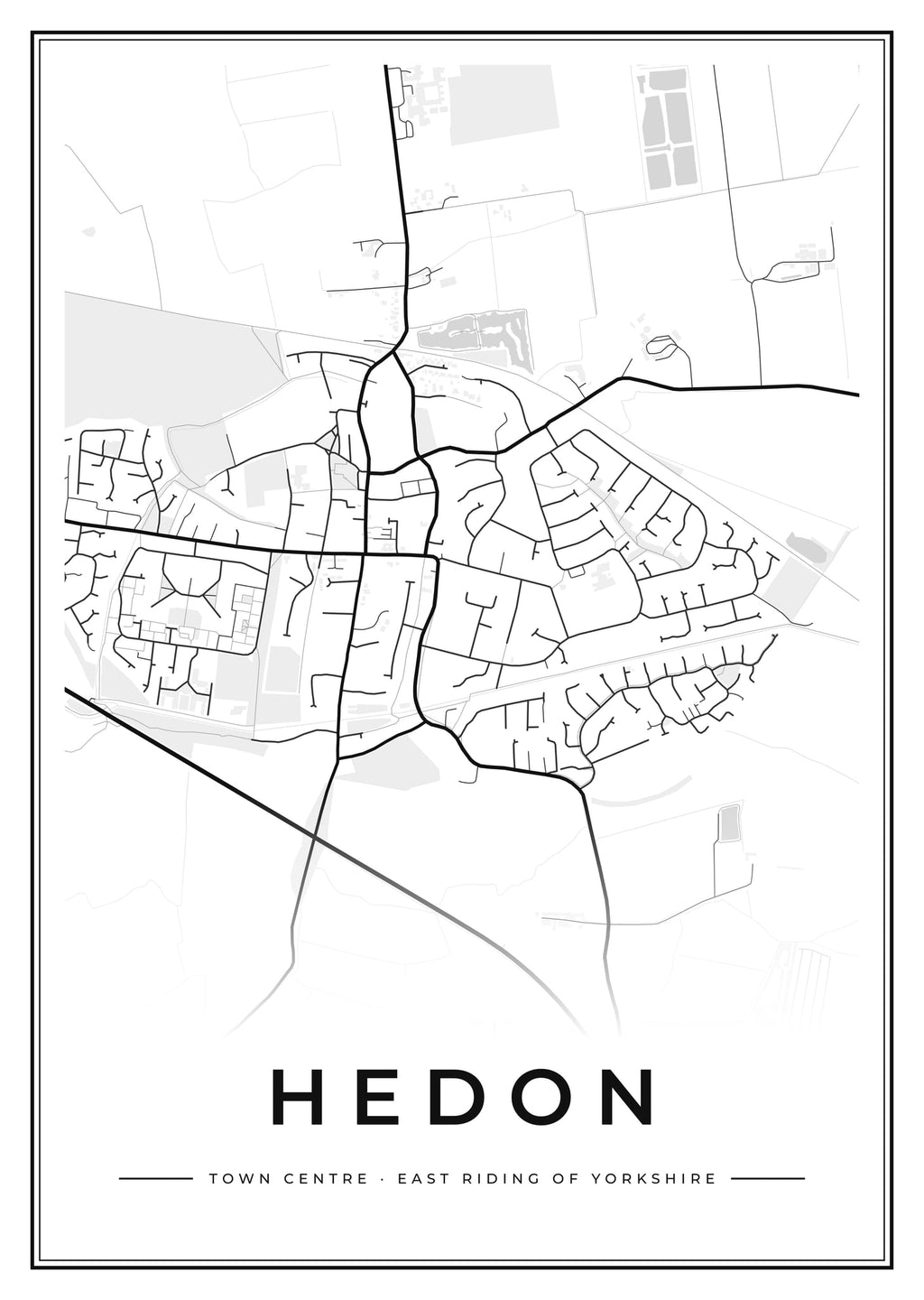 Street map poster of Hedon town centre, East Riding of Yorkshire