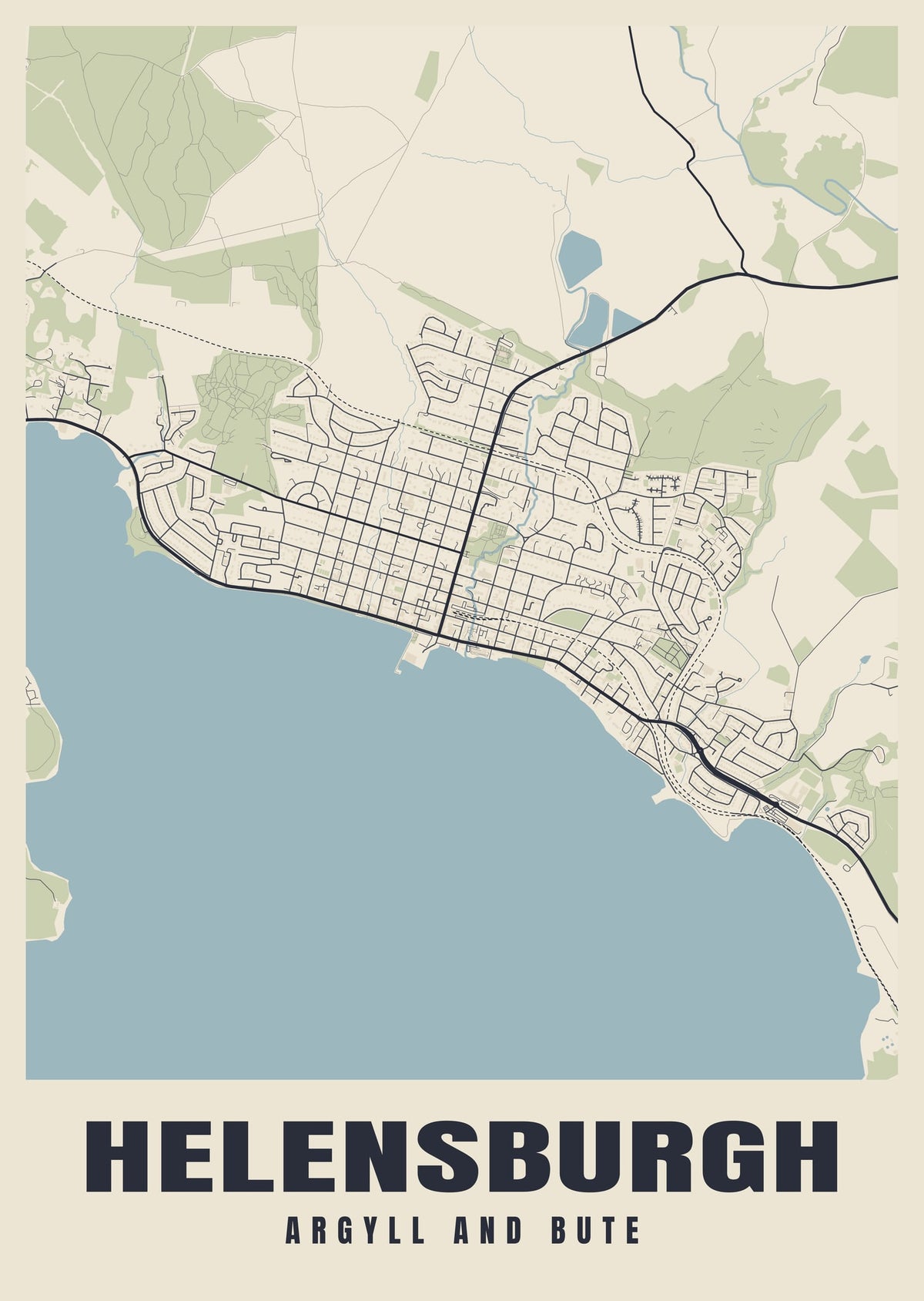 Street map poster of Helensburgh, Argyll and Bute