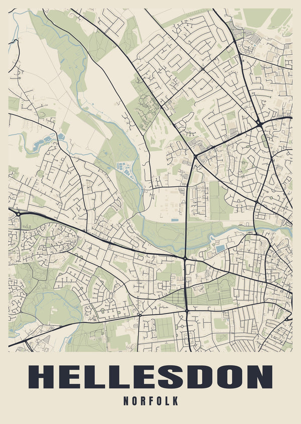 Hellesdon Street Map Poster