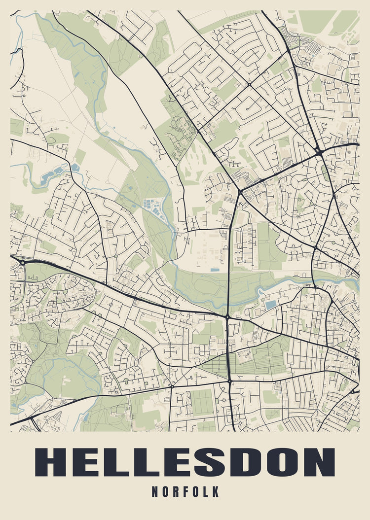 Hellesdon Street Map Poster