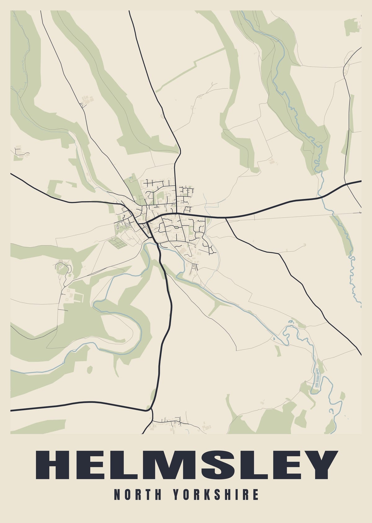 Street map poster of Helmsley, North Yorkshire