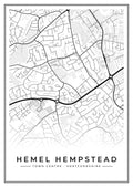 Street map poster of Hemel Hempstead town centre, Hertfordshire