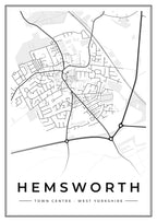 Street map poster of Hemsworth town centre, West Yorkshire