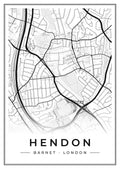 Street map poster of Hendon, Barnet, London