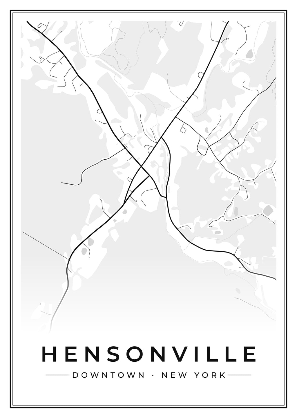 Street map poster of downtown Hensonville, New York