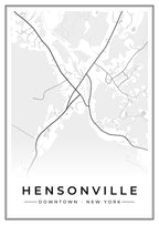 Street map poster of downtown Hensonville, New York