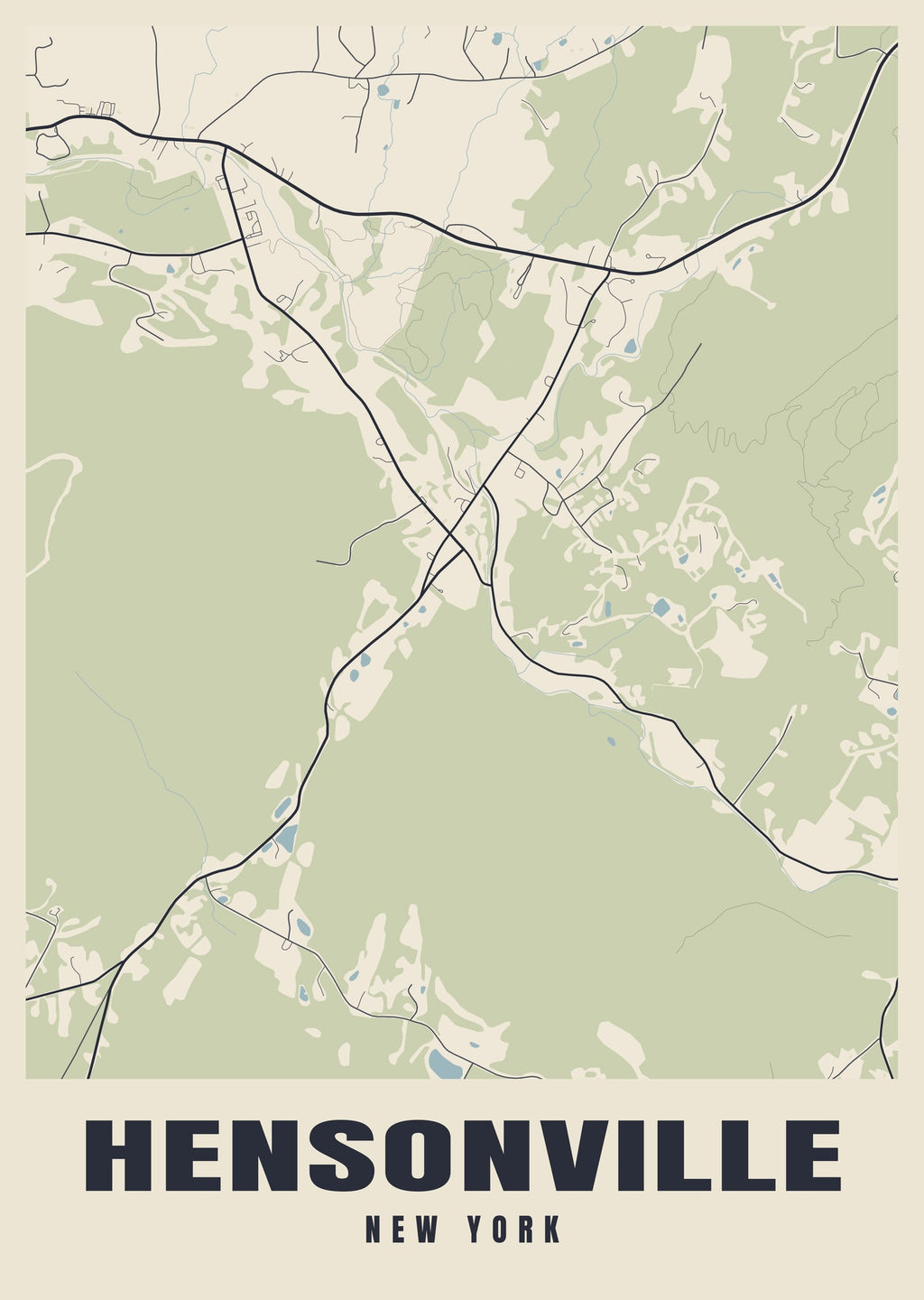 Street map poster of Hensonville, New York