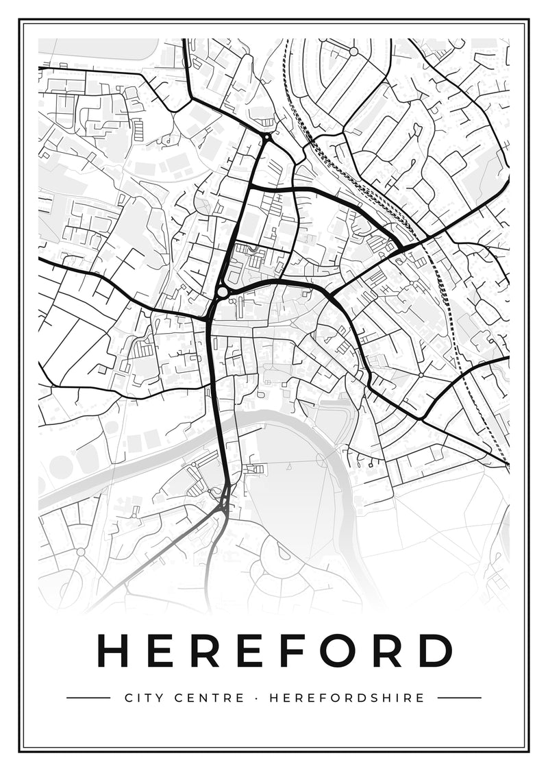 Hereford City Centre Street Map Poster