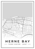Street map poster of Herne Bay town centre, Kent