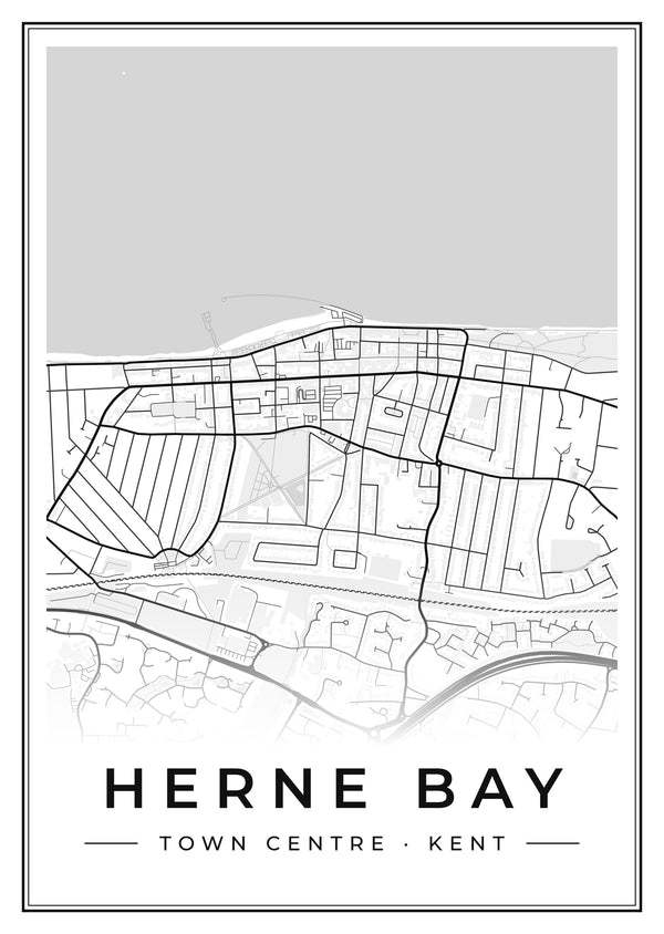 Herne Bay Town Centre Street Map Poster