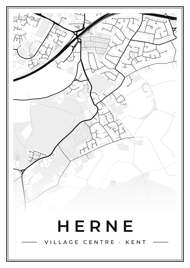 Herne Village Centre Street Map Poster