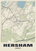 Street map poster of Hersham, Surrey