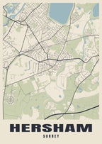 Street map poster of Hersham, Surrey