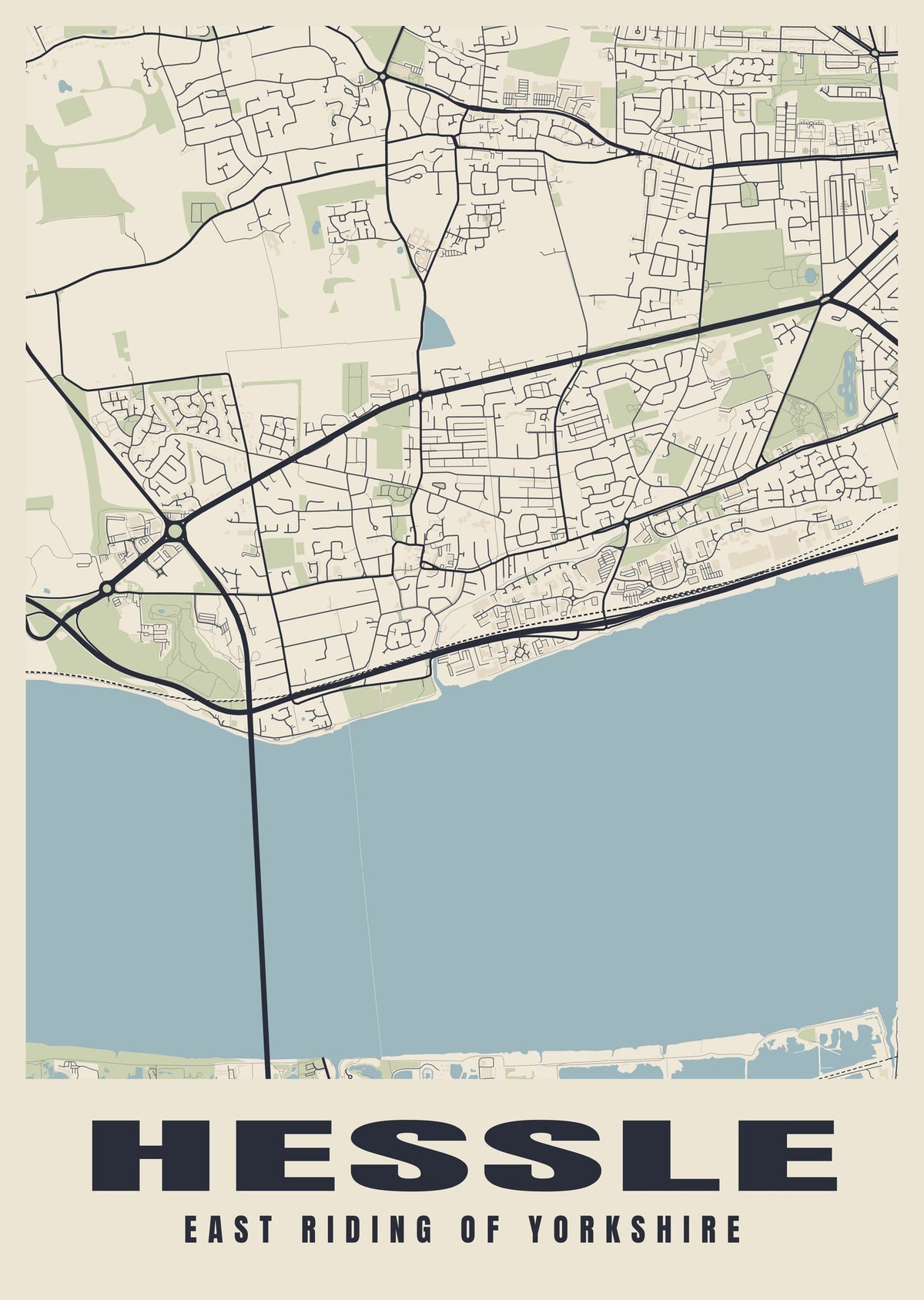 Street map poster of Hessle, East Riding of Yorkshire