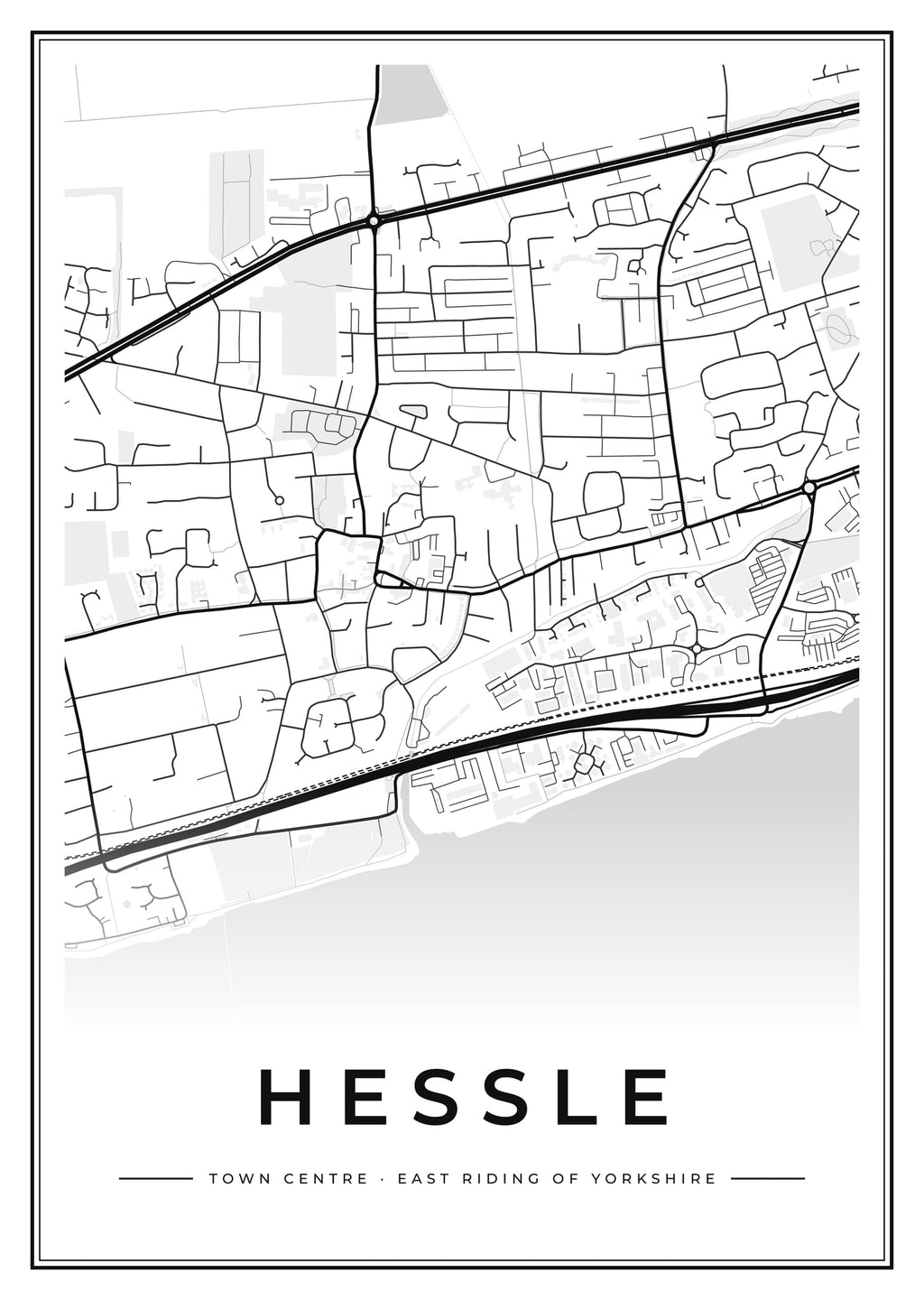 Street map poster of Hessle town centre, East Riding of Yorkshire