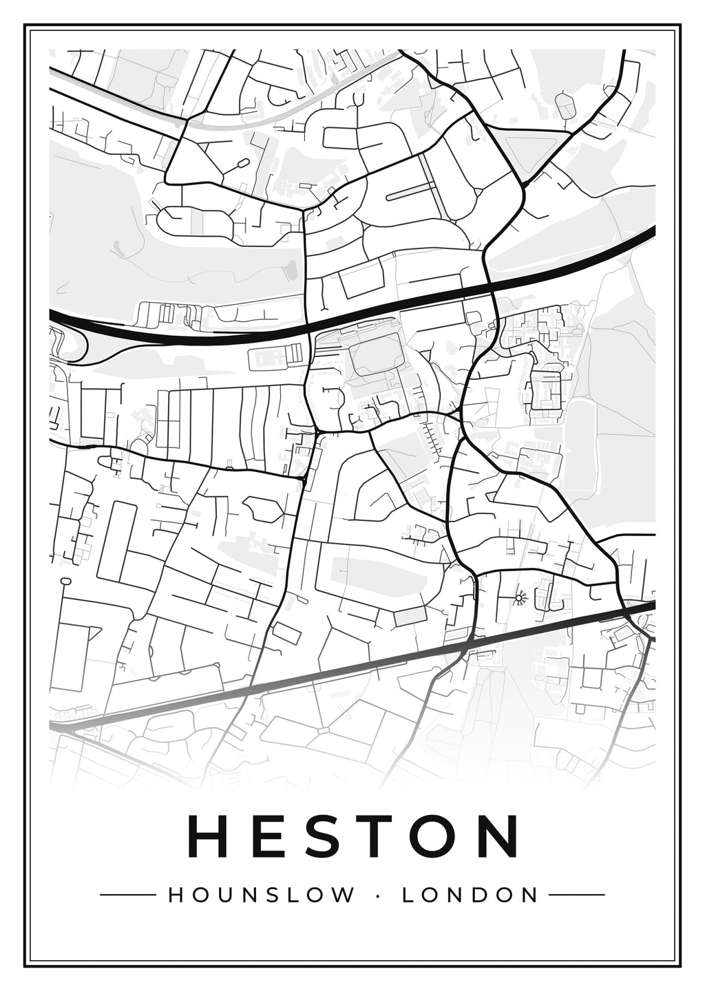 Street map poster of Heston, Hounslow, London