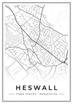 Street map poster of Heswall town centre, Merseyside