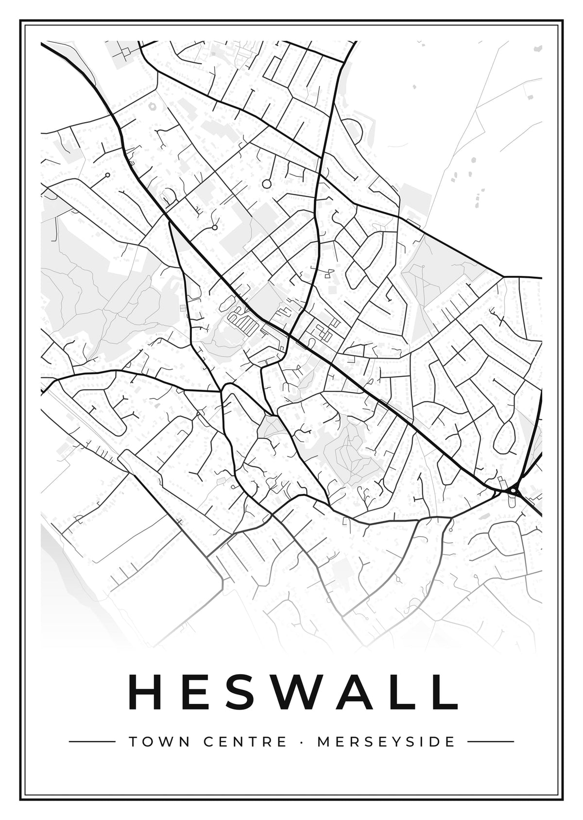 Street map poster of Heswall town centre, Merseyside