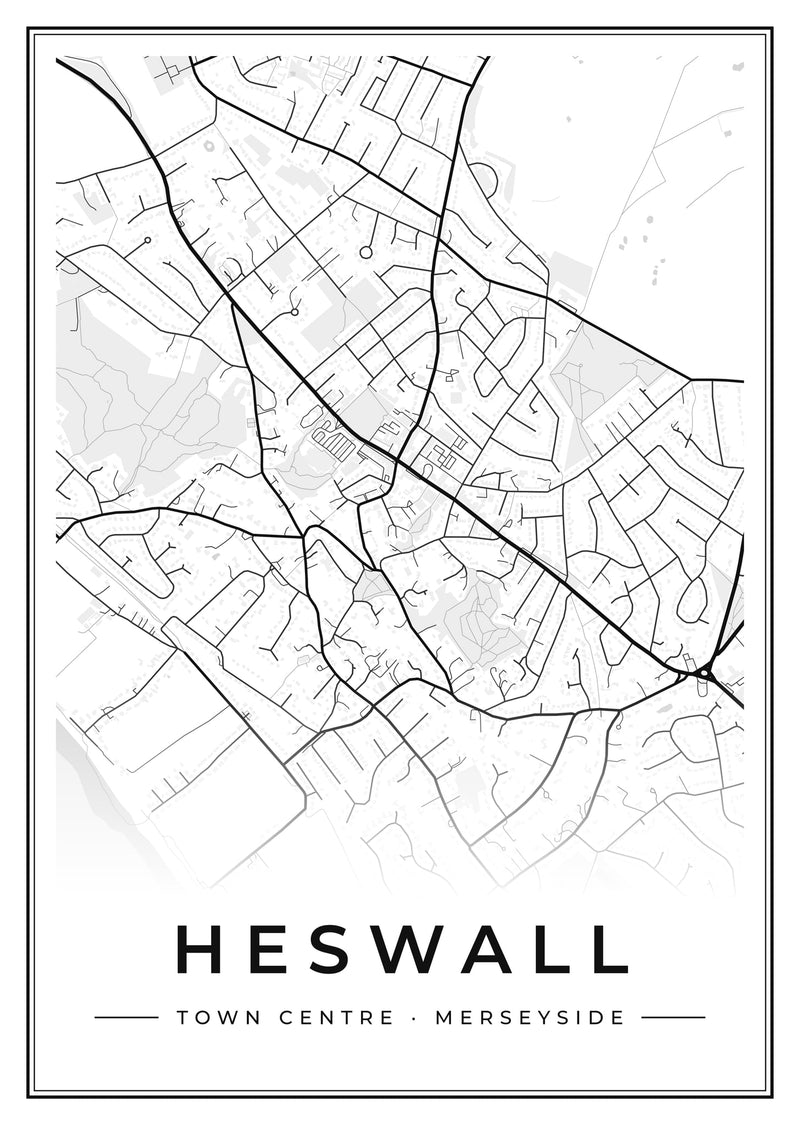 Heswall Town Centre Street Map Poster