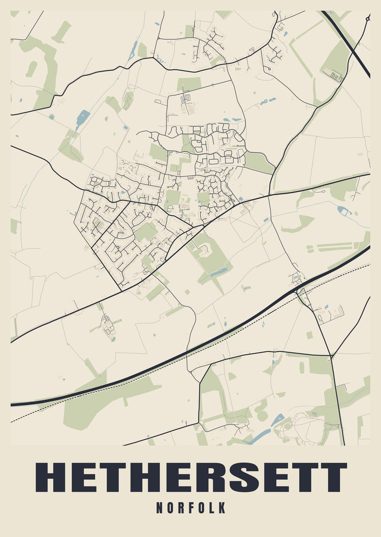 Hethersett Street Map Poster